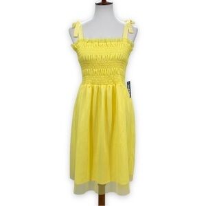ModCloth milkmaid dress a little Ray of sunshine butter Yellow Chiffon New Small